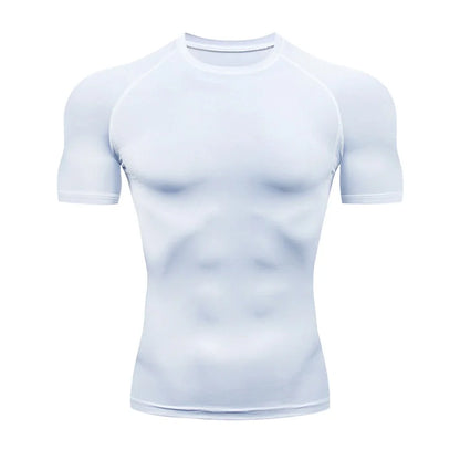 Men’s Summer Compression Workout T-Shirt – Tight-Fit Quick-Dry Athletic Tee for Gym, Running, and Fitness Training