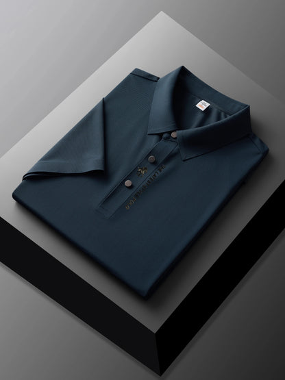 Men's Premium Printed Polo Shirt – Short Sleeve, Seamless Ice Silk, Breathable Golf & Business Casual Summer Tee