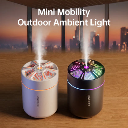 Mini Car Air Humidifier &amp; Aroma Diffuser – LED Light, Air Purifier &amp; Freshener for Vehicle Interior Aromatherapy