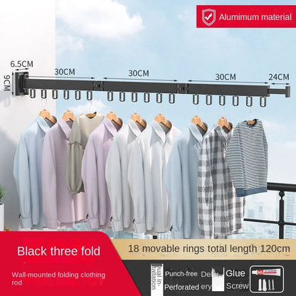 Wall-Mounted Retractable Clothes Drying Rack – Foldable Aluminum Hanger for Balcony, Laundry Room & Indoor Use