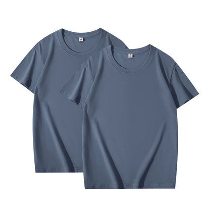 2-Pack Basic Solid Color T-Shirts for Men and Women, 100% Cotton, White and Black, Loose Fit, Short Sleeve, O-Neck, Perfect Couple Tops