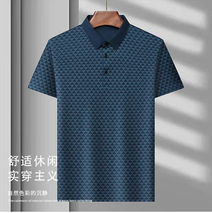 Men’s Breathable Ice Silk Polo Shirt – Seamless Short Sleeve Business Casual Summer Top