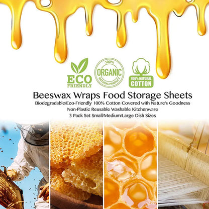 Eco-Friendly Reusable Beeswax Food Wrap – Natural Organic Food Storage Paper for Fresh Keeping
