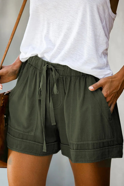 2023 Summer Women's High-Waisted Casual Shorts – European &amp; American Style Lace-Up Loose Fit Twill Wide-Leg Pants &nbsp;