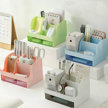 Multi-Purpose Desktop Organizer with Drawer – Large Capacity Storage Box for Pens, Stationery, Cosmetics & Lipsticks