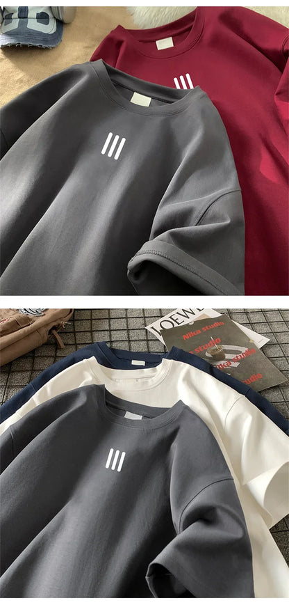 Men's Oversized Cotton T-Shirts – 2024 New Casual Summer Printed Tees, Fashionable and Comfortable, Available in White and 3XL Size.