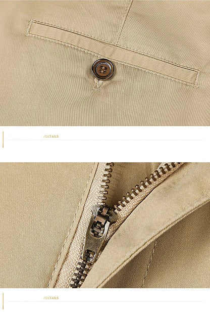 Men's Lightweight Summer Slim-Fit Suit Trousers – Business Casual Cotton Pants in Green, Black, and Khaki (Sizes 30–40)