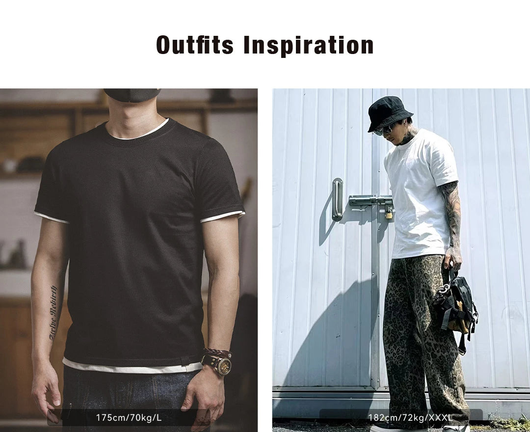 Classic Men’s Summer T-Shirt – 1 or 2 Pack Solid Cotton Short Sleeve Round Neck Tees in Black and Beige, Heavyweight and Versatile