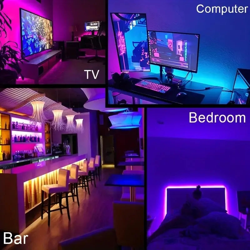 24V Music Sync RGB LED Strip Lights – 10m to 40m Flexible Light Strips for Bedroom, Room Decor, and TV Backlighting