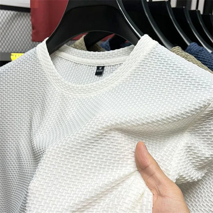 Men's Summer Ice Silk Mesh T-shirt – Lightweight Short Sleeve Breathable Tee, 2025 Solid Color Casual Top