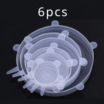 6 Pieces Food-Grade Silicone Stretch Lids – Reusable Airtight Universal Round Covers for Kitchen Use