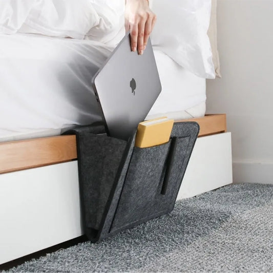 Felt Bedside Hanging Storage Organizer – Sofa, Dorm & Bedroom Caddy for Magazines, CDs, Stationery, Tablets, Phones & More
