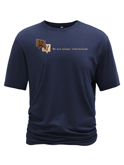 Men's Summer Casual T-Shirt with Geometric Graphic Print – Short Sleeve Crew Neck Outdoor Top
