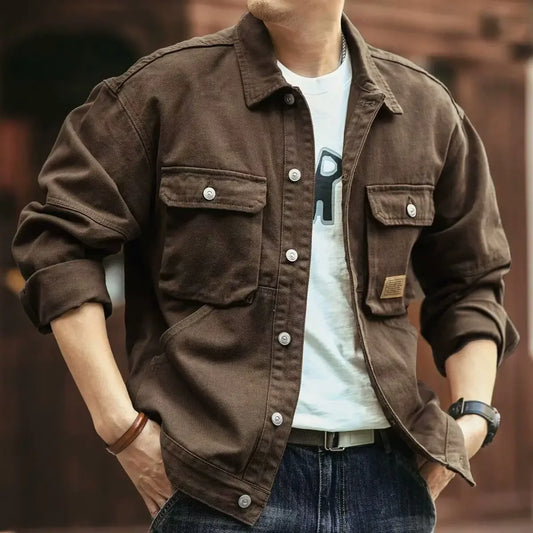 Men’s Vintage Y2K Denim Jacket – Trendy Cowboy Style Autumn Coat, Japanese/Korean Streetwear