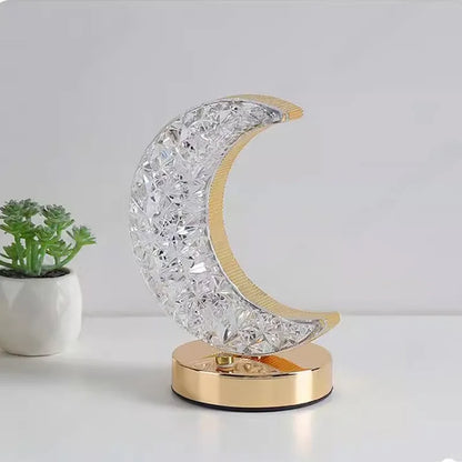 Crystal LED Touch Dimmable Night Light – USB Rechargeable 3D Moon Table Lamp for Bedroom, Home Décor &amp; Ambient Lighting &nbsp;