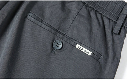 Men’s Classic Straight-Leg Cotton Trousers – 98% Cotton, Breathable Business Casual Pants with Elastic Comfort – Ideal for Spring &amp; Summer