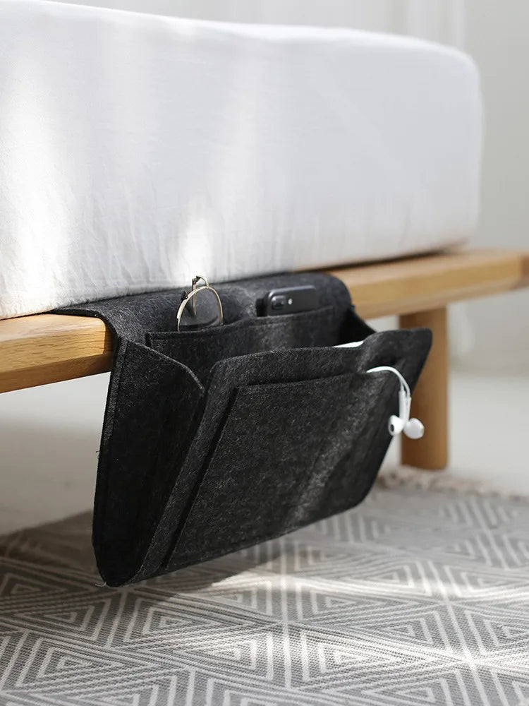 Felt Bedside Hanging Storage Organizer – Sofa, Dorm & Bedroom Caddy for Magazines, CDs, Stationery, Tablets, Phones & More