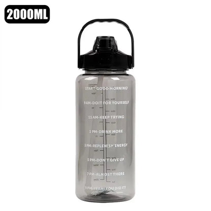 2L Motivational Water Bottle with Time Markers – Leakproof Large Capacity Sports Bottle for Fitness, Office &  Outdoor Use