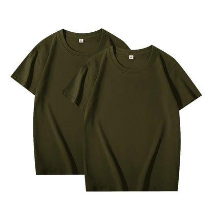 2-Pack Unisex Solid Color T-Shirts – 100% Cotton, Loose Fit, Short Sleeve, Basic Everyday Tees for Men & Women, White & Black Options