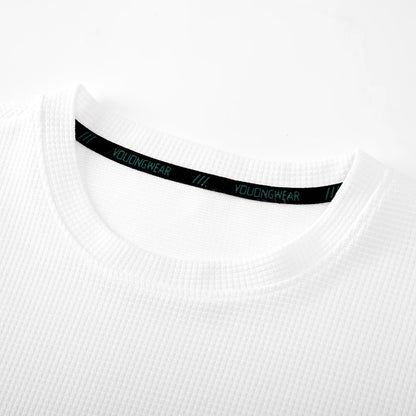 Men’s Summer Casual Waffle O-Neck Short Sleeve T-Shirt – Breathable Solid Color Fashion Tee