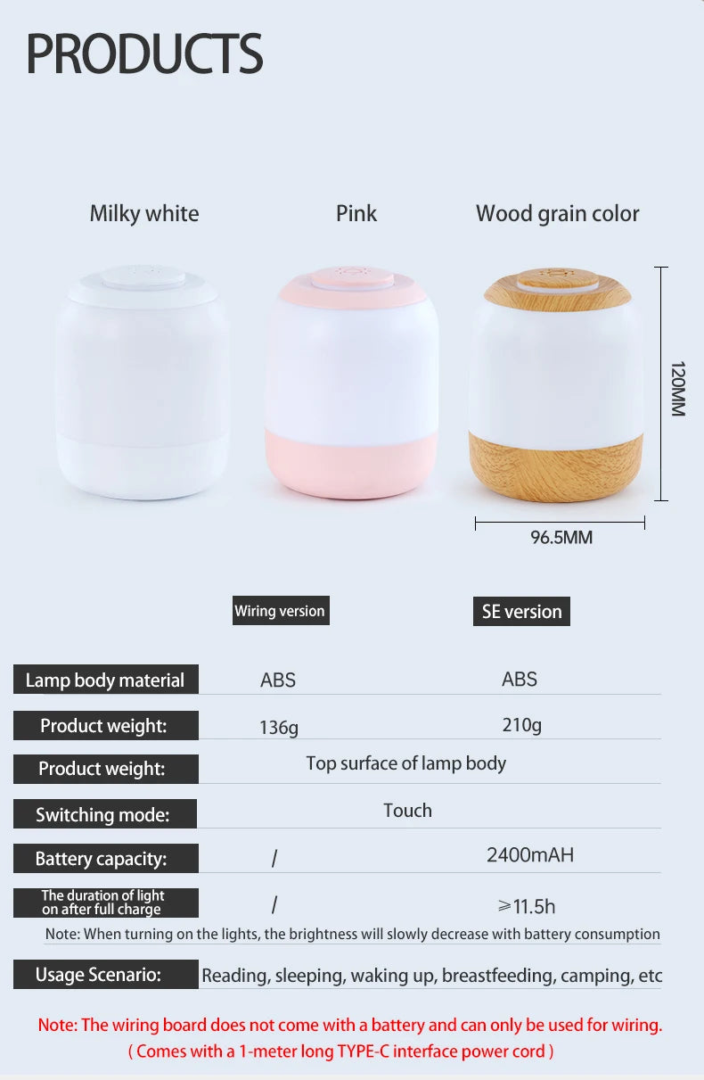 Portable USB LED Touch Sensor Night Lamp – Table and Bedside Lamp for Bedroom, Kids, and Gifts &nbsp;