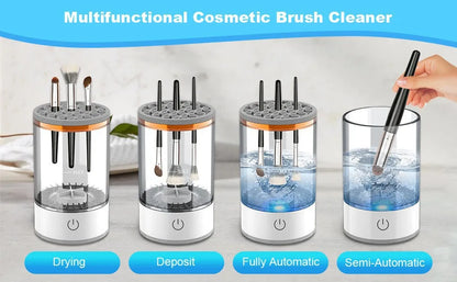 Portable USB Electric 3-in-1 Makeup Brush Cleaner with Drying Rack – Fast and Easy Brush Washer
