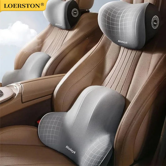 Universal Memory Foam Neck & Lumbar Support Cushion – Ergonomic Car Seat Pillow for Comfort & Posture