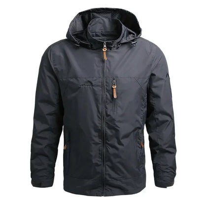 Men's Waterproof Hooded Windbreaker – Casual Outdoor Jacket for Hiking, Camping, and Fishing