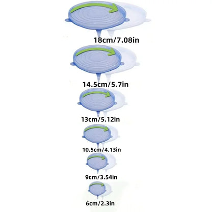 6pcs Reusable Silicone Food Covers – Stretchable Lids for Bowls, Fruits & Vegetables, Fresh-Keeping Kitchen Seal