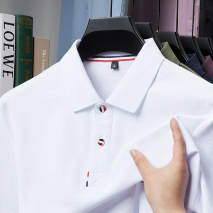 Men's Premium 100% Cotton Polo T-Shirt – Solid Color, Breathable, Comfortable, Business Casual Short Sleeve Golf Tee