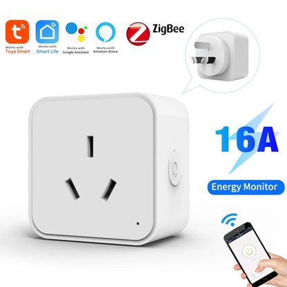Tuya Zigbee AU Smart Plug with Power Monitoring – Remote Control via Smart Life App, Compatible with Alexa
