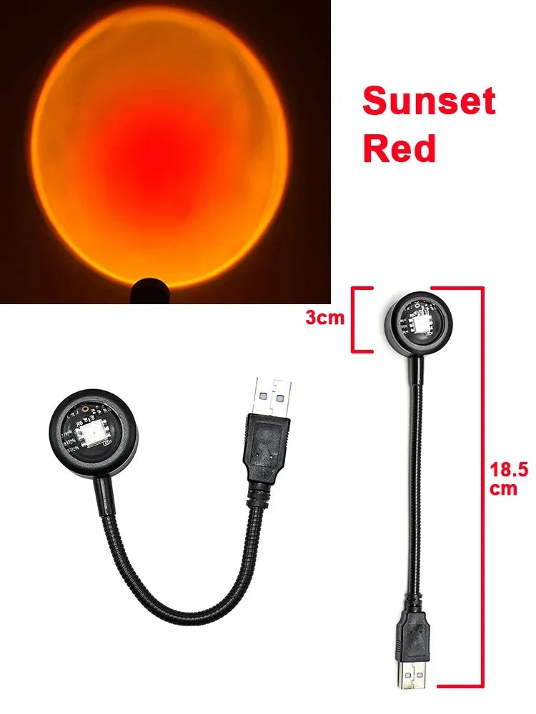 USB Sunset Projection Lamp – Ambient Mood Light for Bedroom, Living Room, Bar, and Photography Backdrops &nbsp;