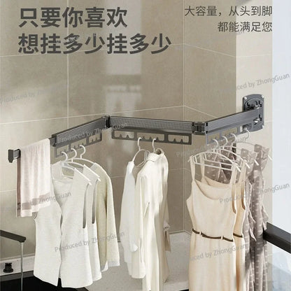 Wall-Mounted Folding Drying Rack – Retractable, No-Drill Indoor Clothes Hanger for Balcony or Laundry Room