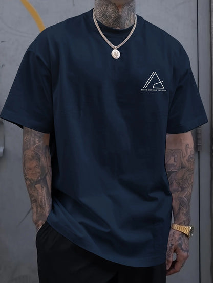 Men’s Summer Casual Crew Neck T-shirt with Unique Geometric Graphic Print — Short Sleeve Outdoor Top