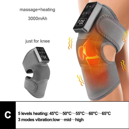 3-in-1 Electric Heated Knee Massager Pad with Vibration – Hot Compress for Shoulder, Elbow & Joint Muscle Relief