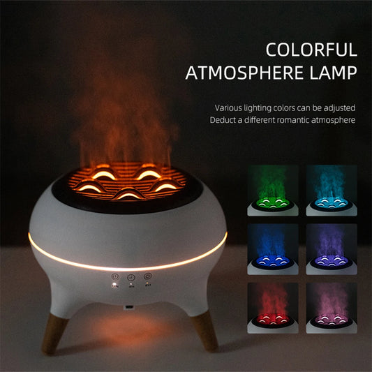 350ML Flame-Effect Jellyfish Aroma Diffuser – Dynamic Essential Oil Air Humidifier with Gradient LED Night Light for Desktop Use