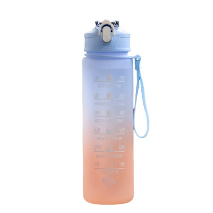 Time-Marked Sports Water Bottle with Straw and Leak-Proof Flip Lock – Portable Hydration Bottle for Outdoor Activities