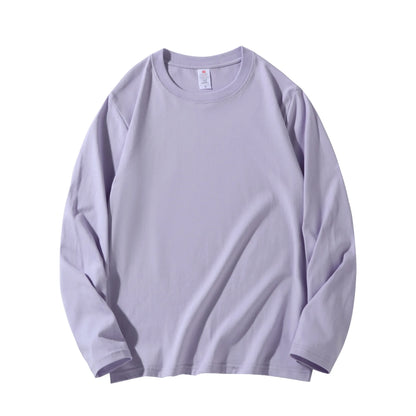 Men's 100% Cotton Long Sleeve T-Shirt – Solid Color, Round Neck Casual Top (MRMT 2025)