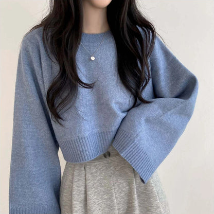 Chic Loose Women's Knit Sweater – Cozy Long Sleeve Round Neck Pullover for Autumn & Winter