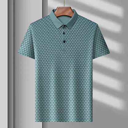 Men’s Breathable Ice Silk Polo Shirt – Seamless Short Sleeve Business Casual Summer Top