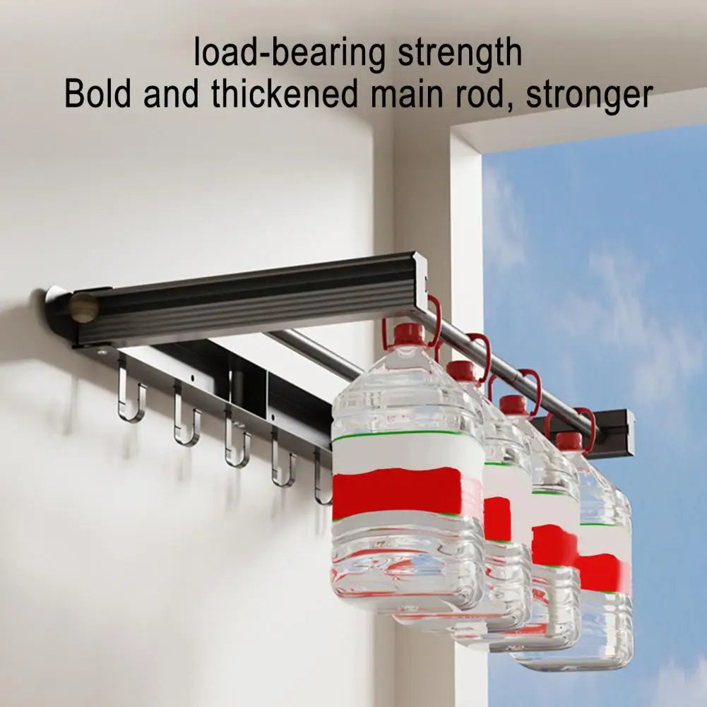 Portable Retractable Drying Rack with Suction Cups — No Drilling Needed, Aluminum Alloy, Wall-Mounted, Foldable Laundry Hanger for Home and Travel