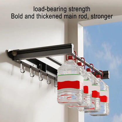 Portable Retractable Drying Rack with Suction Cups — No Drilling Needed, Aluminum Alloy, Wall-Mounted, Foldable Laundry Hanger for Home and Travel