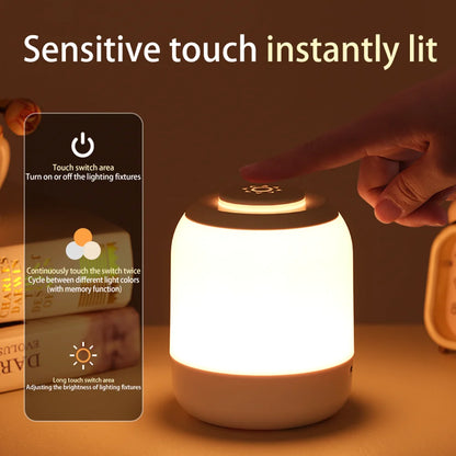 Portable USB LED Touch Sensor Night Lamp – Table and Bedside Lamp for Bedroom, Kids, and Gifts &nbsp;