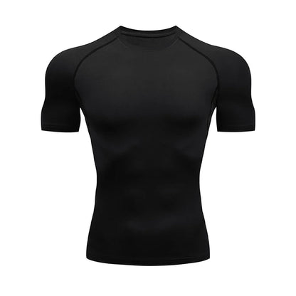Men’s Summer Compression Workout T-Shirt – Tight-Fit Quick-Dry Athletic Tee for Gym, Running, and Fitness Training