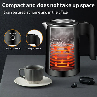 Compact 500ML Stainless Steel Electric Travel Kettle – Portable Water Boiler for Tea, Coffee, Home, Hotel &amp; Camping Use