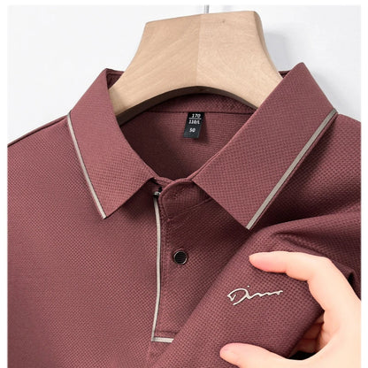 Men’s Premium Seamless Polo – Luxury Cool Fabric, Slim Fit, Anti-Wrinkle, Business‑Casual Golf Tee