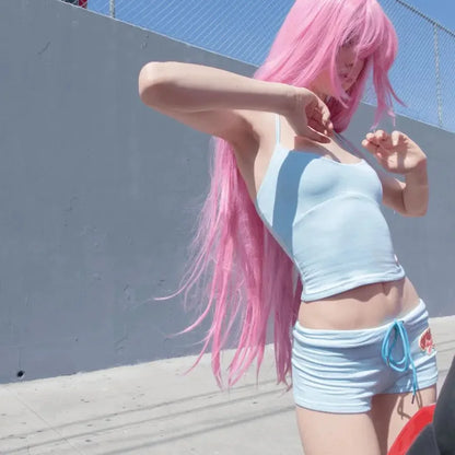 Y2K Style Crop Top with Graphic Letter Print – Grunge Streetwear Harajuku Casual Summer Camisole for Emo Girl Aesthetic, Paired with Sexy Women’s Shorts and Pants