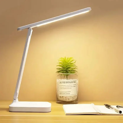 Foldable LED Table Lamp with Touch Dimming, USB Charging, Clock, Temperature Display &amp; Night Light – Ideal for Study &amp; Reading