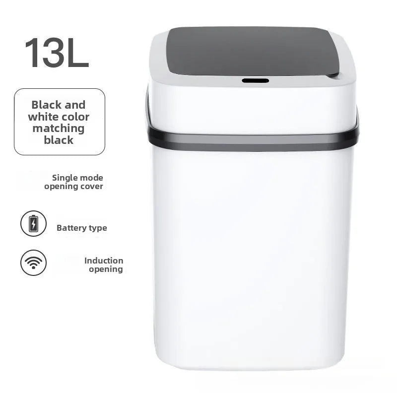 13L Automatic Sensor Trash Can – Smart Touchless Bin with Lid for Bathroom, Living Room &amp; Toilet Use