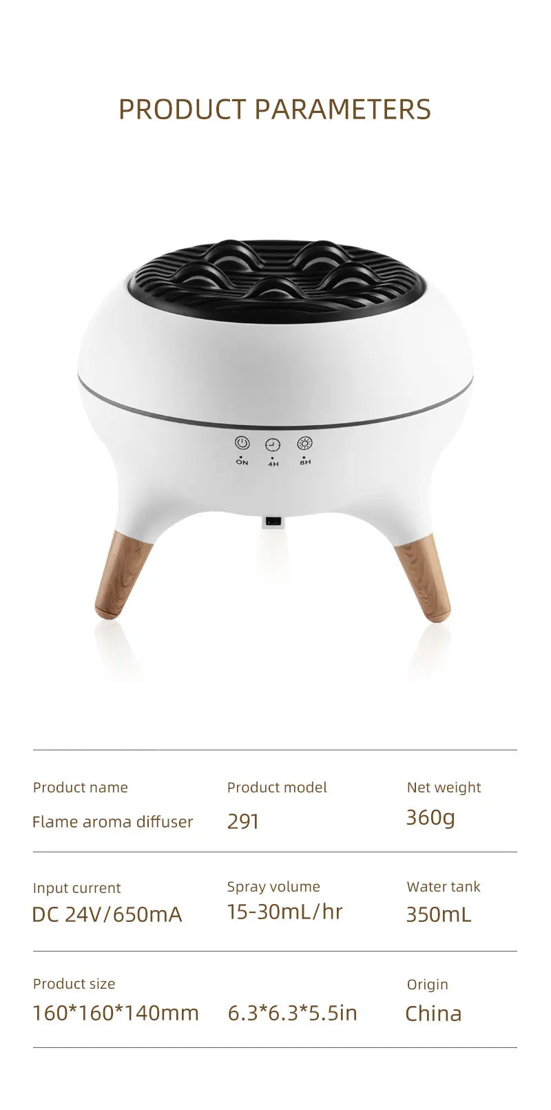 350ML Flame-Effect Jellyfish Aroma Diffuser – Dynamic Essential Oil Air Humidifier with Gradient LED Night Light for Desktop Use
